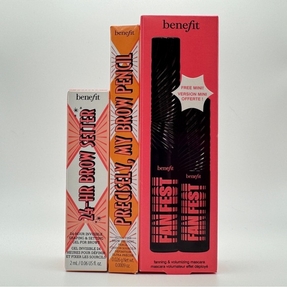 x4 Benefit Cosmetics Fan Fest 2pc Mascara Set Brow Setter Precisely My Brow NIB - Picture 3 of 14